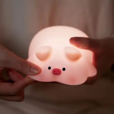 Cute Pig Silicone rechargeable Night Light Lamp for Bedroom
