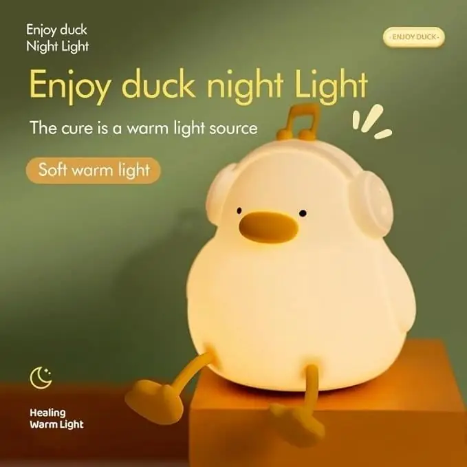 Enjoy Duck Silicone Night Light Lamp for Kids Bedroom, Home Office