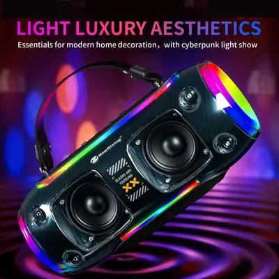 NewRixing Portable Bluetooth Speaker 5.3, 30W Power, RGB Lighting